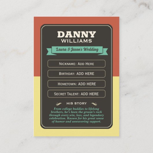 Aangepast Team Bruid Egam Kaart, Bruidsjonkers Cad Contactkaartje (Achterkant)