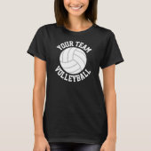 Aangepast team voor zwarte en witte volleybal Naam T-shirt (Voorkant)