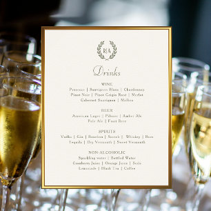 Aangepast teken Monogram Bruiloft Drinken Menu Gro Poster