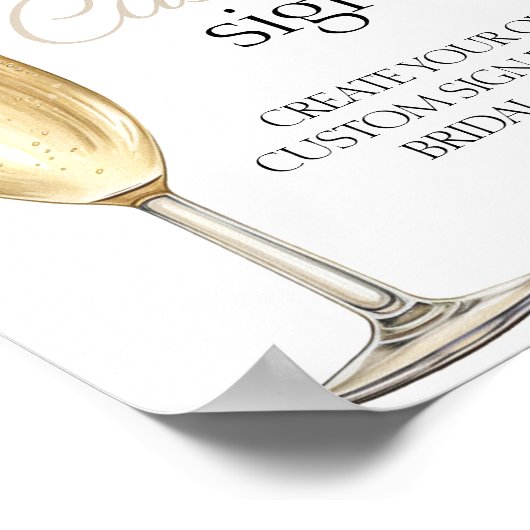 Aangepast Teken parels prosecco vrijgezellenfeest  Poster (Hoek)