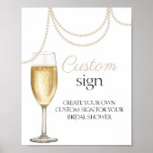 Aangepast Teken parels prosecco vrijgezellenfeest  Poster (Voorkant)