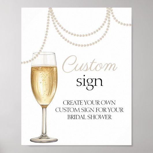 Aangepast Teken parels prosecco vrijgezellenfeest  Poster (Voorkant)