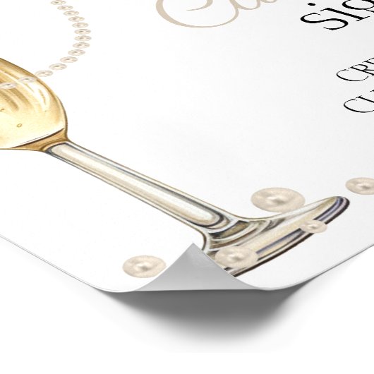 Aangepast Teken parels prosecco vrijgezellenfeest  Poster (Hoek)