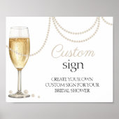 Aangepast Teken parels prosecco vrijgezellenfeest  Poster (Voorkant)