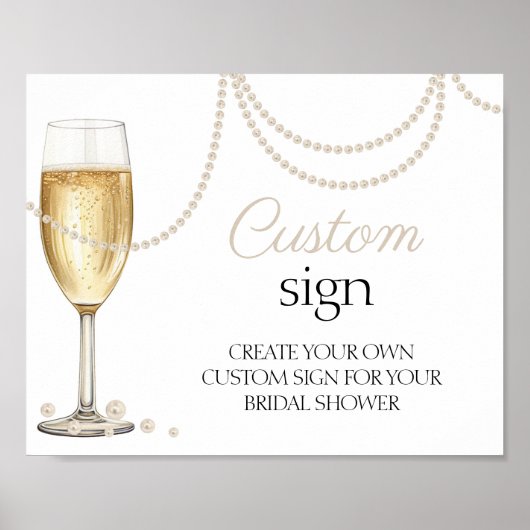Aangepast Teken parels prosecco vrijgezellenfeest  Poster (Voorkant)