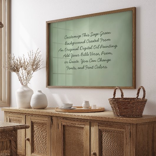 Aangepast teken Upload je eigen woorden Sage Green Poster