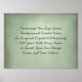 Aangepast teken Upload je eigen woorden Sage Green Poster (Voorkant)