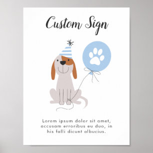 Aangepast teken voor blauwe puppy dog thema Birthd Poster