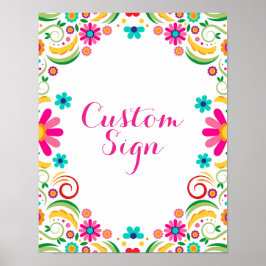 Aangepast teken voor Mexicaans Floral Fiesta-Baby Poster