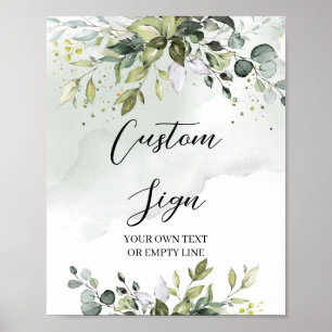 Aangepast teken voor moderne groene eucalyptusblad poster