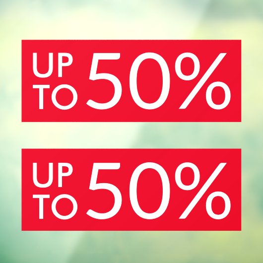 Aangepast %-teken voor verkoop rode vensterkoppeli raamsticker (Vel 3)