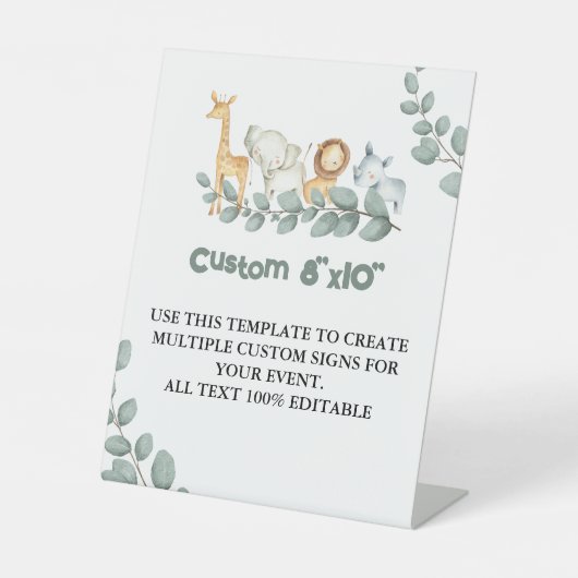 Aangepast tekstBaby shower Wilde één voetstuk Reclamebord Met Voetstuk (Voorkant)