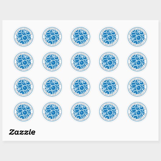 Aangepast tekstfietsenblauw ronde sticker (Vel)