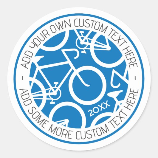 Aangepast tekstfietsenblauw ronde sticker (Voorkant)