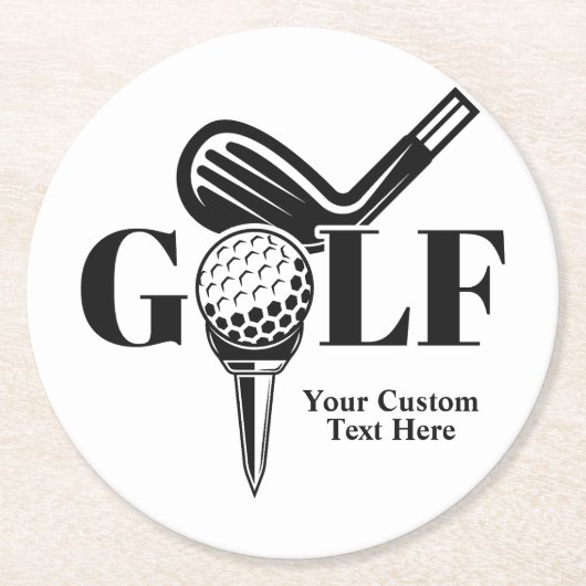 Aangepast tekstGolf Ronde Kartonnen Onderzetter (Voorkant)