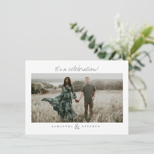 Aangepast teksthandgeschreven script 2-fotohuwelij kaart (Staand voorkant)