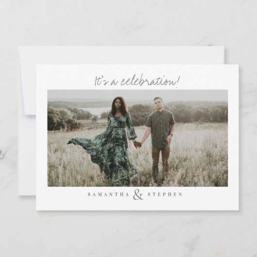 Aangepast teksthandgeschreven script 2-fotohuwelij kaart (Voorkant)