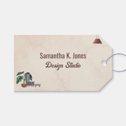 Aangepast tekstontwerp Studio met gemarmerde stoel Cadeaulabel (Voorkant (Horizontaal))