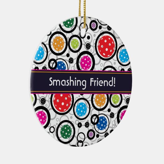 Aangepast tekstpatroon met Pickleballen Keramisch Ornament (Rechts)