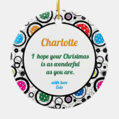 Aangepast tekstpatroon met Pickleballen Keramisch Ornament (Achterkant)