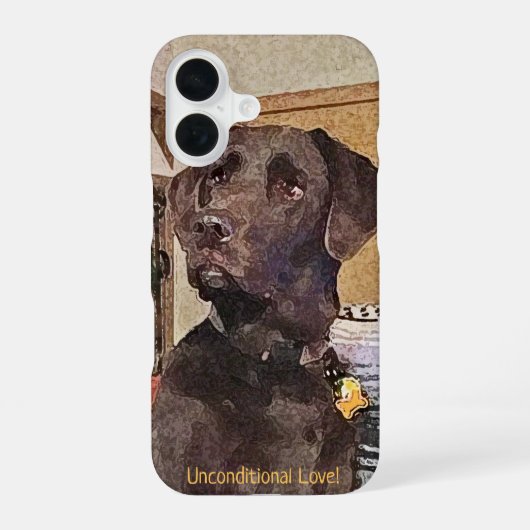 Aangepast tekstprofiel labrador reever iPhone 16 hoesje (Achterkant)