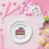 Aangepast tekstsegment van de Cute Pink Cake Papieren Bordje (Feest)