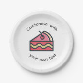 Aangepast tekstsegment van de Cute Pink Cake Papieren Bordje (Voorkant)