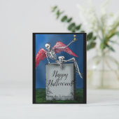  aangepast tekstskelet op Tomb Halloween Briefkaart (Staand voorkant)
