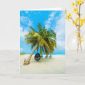 Aangepast tekststrand op Malediven wenskaart Kaart (Gele Bloem)