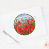 Aangepast tekstveld voor kleurrijke papaver ronde sticker (Envelop)