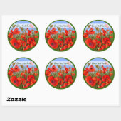 Aangepast tekstveld voor kleurrijke papaver ronde sticker (Vel)