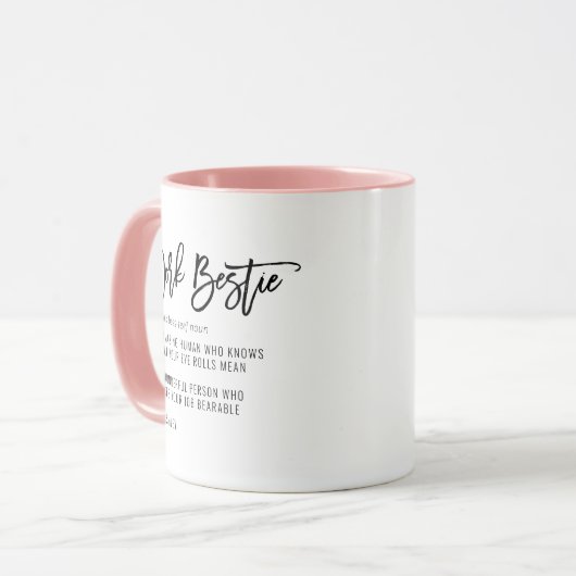 Aangepast tekstwerk Bestie voor coloerder Mok (Voorkant links)