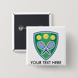 Aangepast tennisgeschenk voor club of toernooi vierkante button 5,1 cm