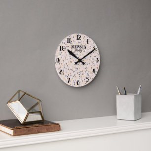 Aangepast Terrazzo Patroon Zachte Neutrale Familie Ronde Klok