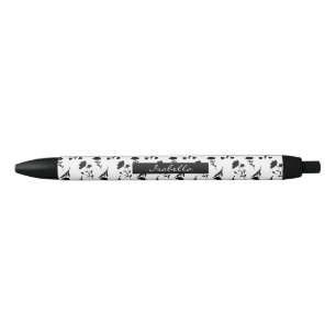 Aangepast Terug naar School Dorm Black White Flora Zwarte Inkt Pen