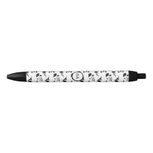 Aangepast Terug naar School Dorm Floral Black Whit Zwarte Inkt Pen