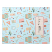 Aangepast terug naar school groen patroon notitieblok (Voorkant)