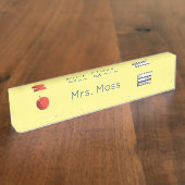 Aangepast Terug naar schoolleraar Rood Apple Geel Naambordje (Zijkant)