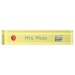 Aangepast Terug naar schoolleraar Rood Apple Geel Naambordje