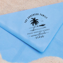 Aangepast terugzendadres Beach Scène Rubberstempel