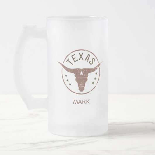 Aangepast Texas Longhorn Matglas Bierpul (Links)