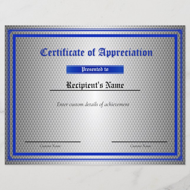 Aangepast thin blue line-vlaggencertificaat (Voorkant)