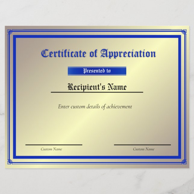 Aangepast thin blue line-vlaggencertificaat (Voorkant)
