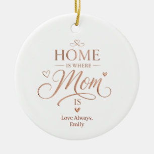 Aangepast Thuis Is Waar Moeder Is Rose Goud Typogr Keramisch Ornament