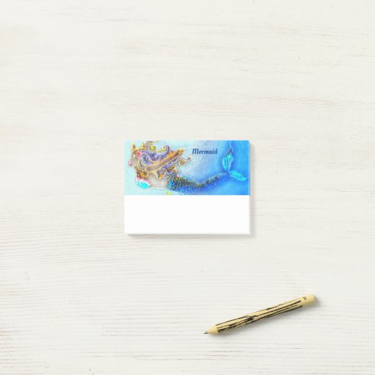 Aangepast ticky Post It Notes Mermaid Pastel (Op bureau)