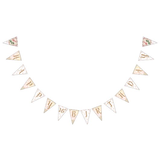 Aangepast tijdperk Shabby Rosebuds Foto Party Bann Vlaggetjes (Alle)