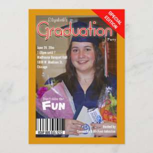 Aangepast tijdschrift Stijl Graduparty Uitnodigen Kaart