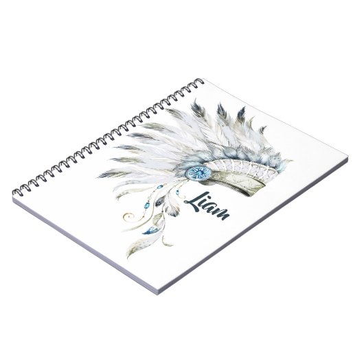 Aangepast tijdschrift voor Boho Boy Feather Notitieboek (Linkerzijde)