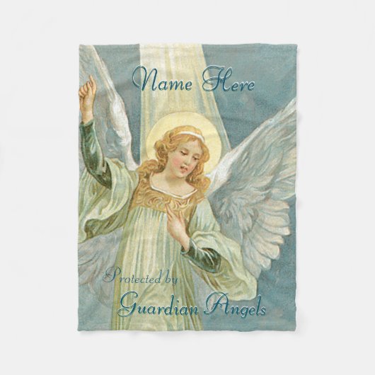 Aangepast toevoegen naam Guardian Angel Blanket Fleece Deken (Voorkant)