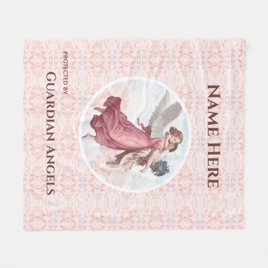 Aangepast toevoegen naam Guardian Angel Blanket Fleece Deken (Voorkant (Horizontaal))